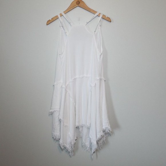 Intimately Free People Tattered Up Shredded Trim Slip Dress White Medium H12845 - Picture 6 of 11